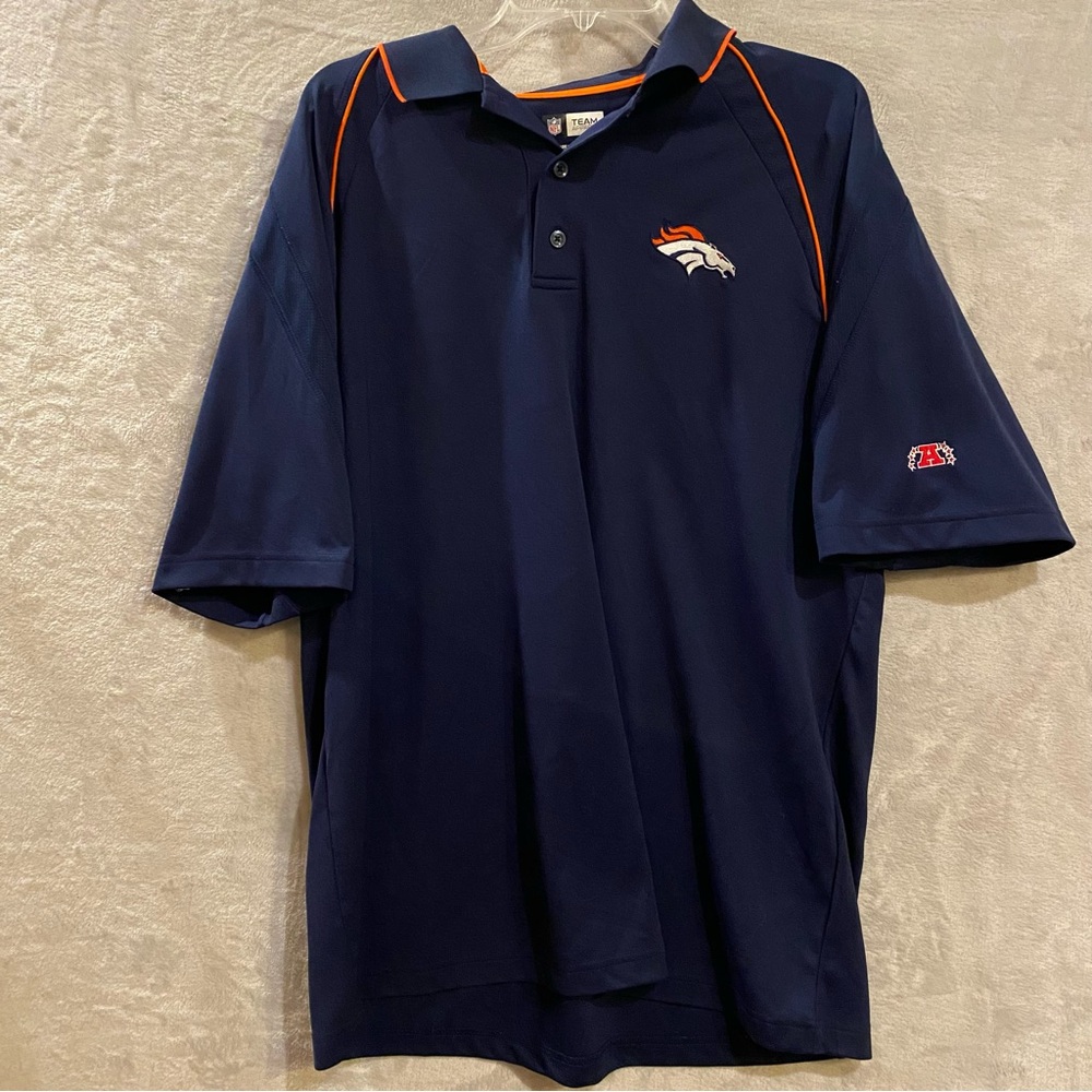 Denver Broncos Shirt Men’s XL Blue Polo Golf NFL Football Logo Team Apparel